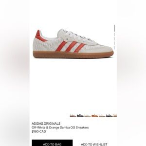 Adidas samba off white & orange size size 5 men (7 women)